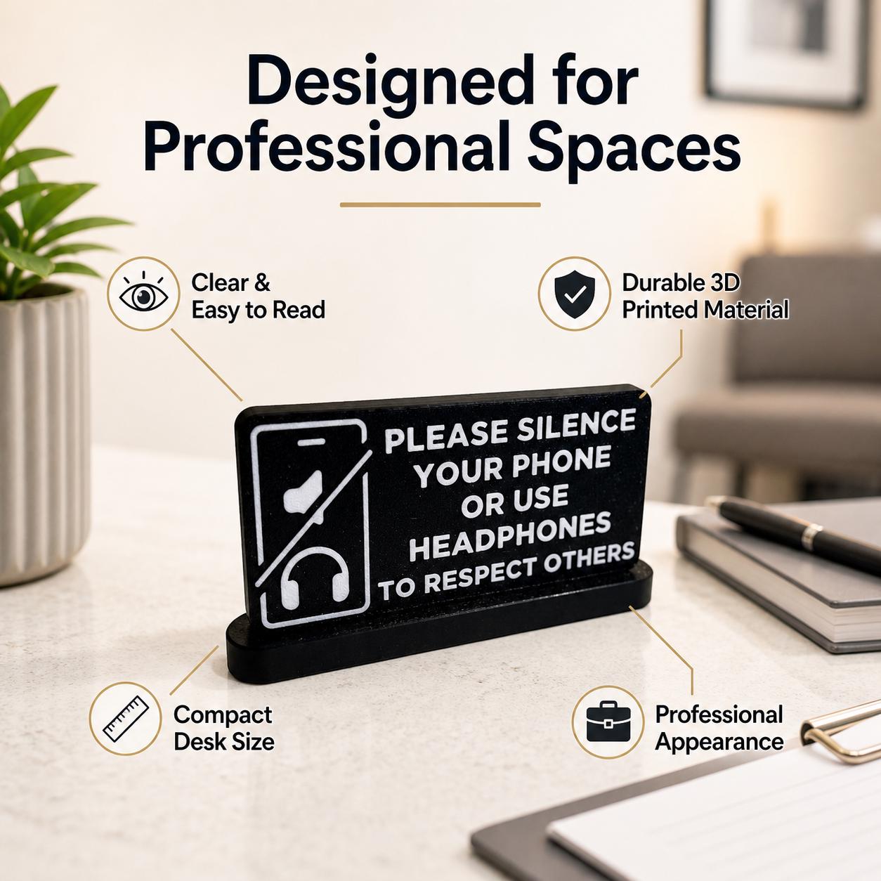 Please Silence Your Phone Sign, Waiting Room Quiet Sign, Reception Desk Sign, Office Etiquette Sign, Customer Reminder