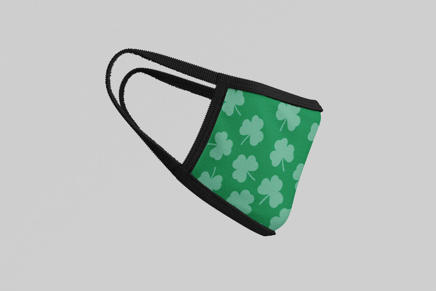 St. Patrick's Day Clover Face Mask, Washable/Reusable/Flexible Adult or Child Mask with Optional Lanyard