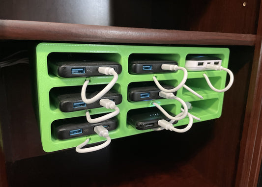 Under Desk Battery Bank Storage Mount and Charging Station