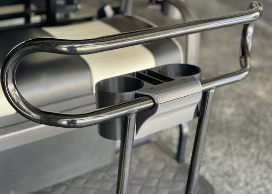 Golf Cart Grab Bar Cup and Phone Holder - Holds Two Phones and Two Cups
