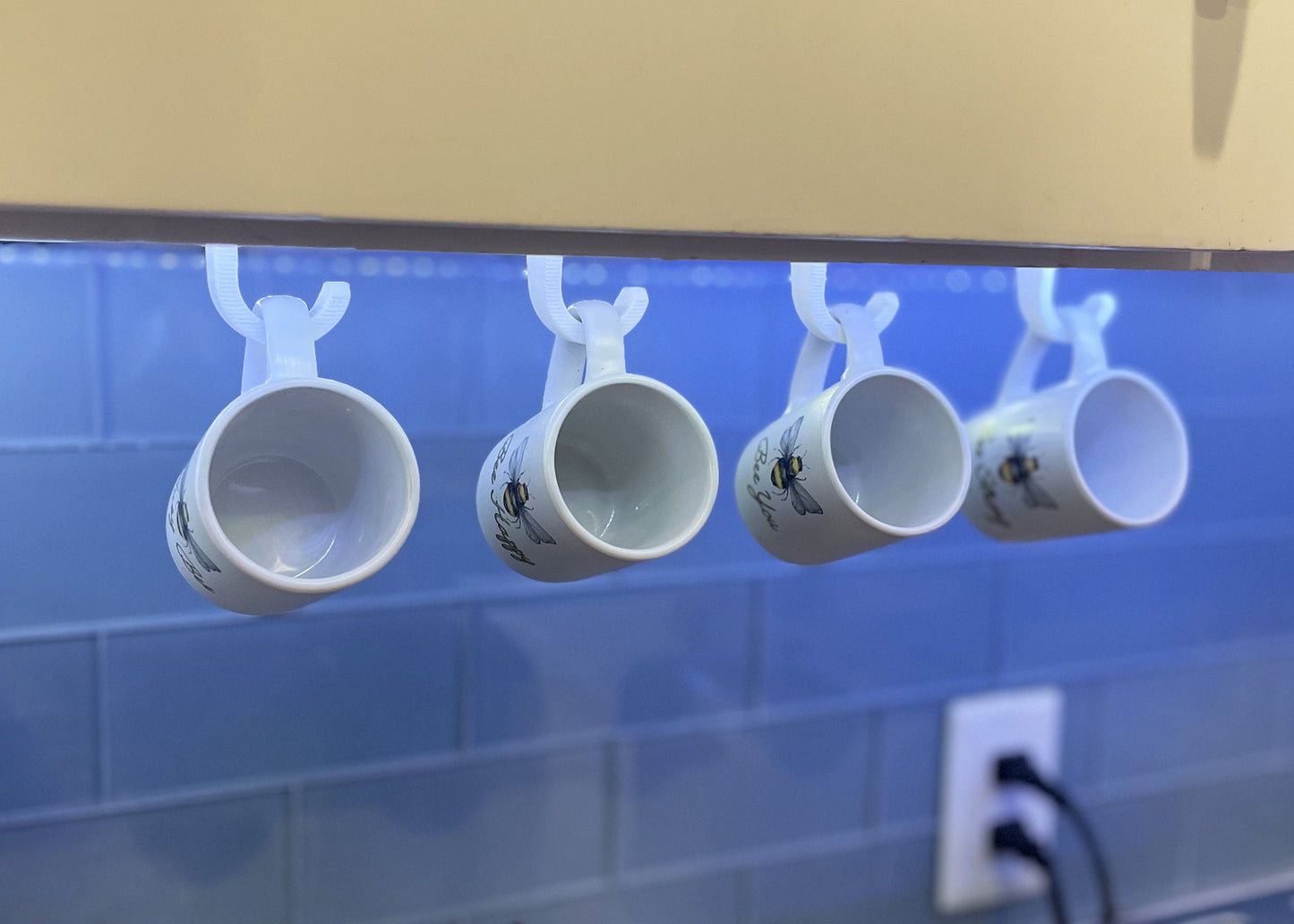 Under Cabinet Cup Holder for Espresso and Coffee Cups - Pack of 2 (Holds 4 Cups Total)
