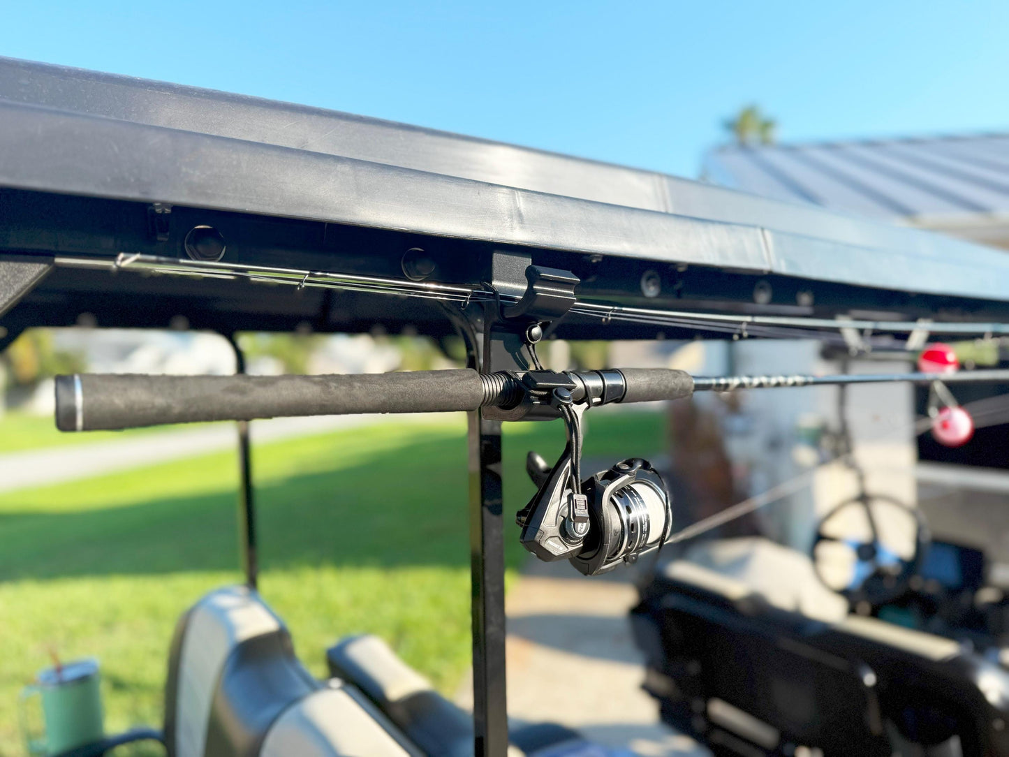 Golf Cart Fishing Rod Holder Rack – 4 Pole Roof Mount Kit