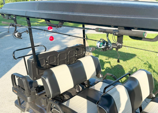 Golf Cart Fishing Rod Holder Rack – 4 Pole Roof Mount Kit
