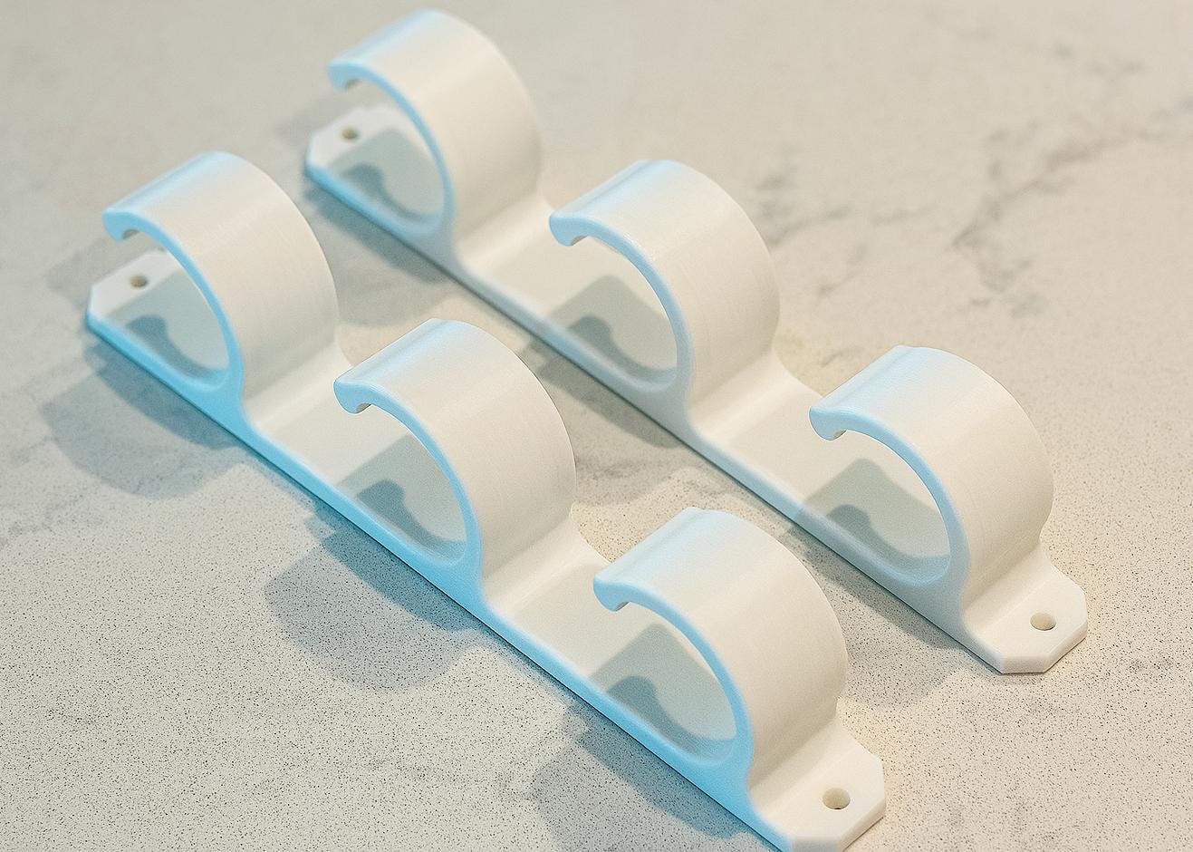 Ceiling Mounted Fishing Rod Holder – 3 or 6 Pole Rack – White Plastic with Mounting Hardware