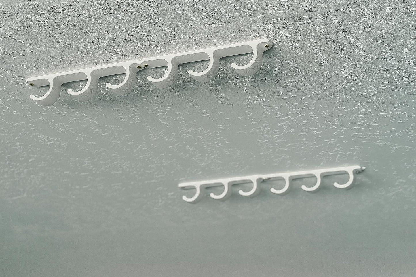 Ceiling Mounted Fishing Rod Holder – 3 or 6 Pole Rack – White Plastic with Mounting Hardware
