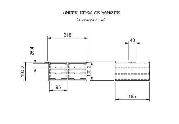 Under Desk Organizer – Phone, Hard Drive, & Battery Bank Storage Rack