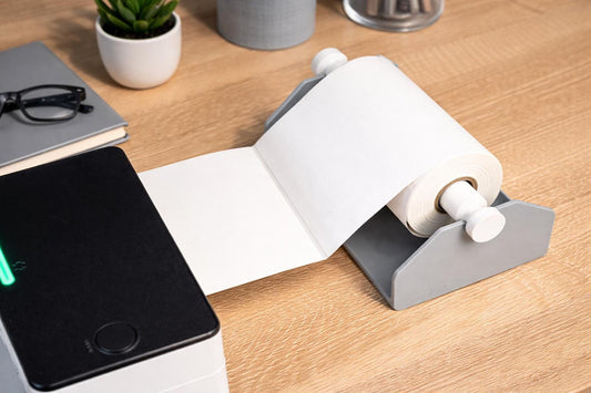 Universal Thermal Label Roll Holder – Desktop Dispenser with Rod and Base