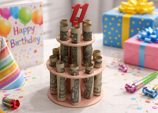 Money Cake Holder Birthday Gift | Cash Gift Display Stand | Dollar Bill Holder Cake | Unique Birthday Money Gift Idea | Party Decoration