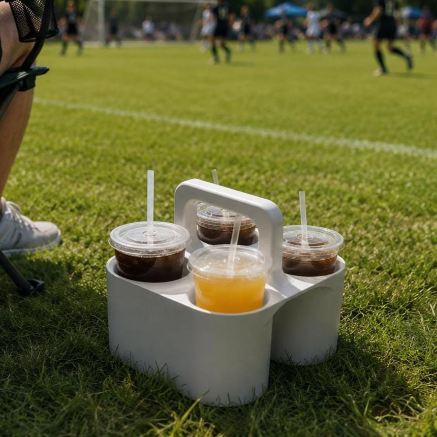 4 Cup Drink Carrier Holder for Sports Games, Tailgates and Picnics | Portable Beverage Caddy for Coffee, Soda, Cups