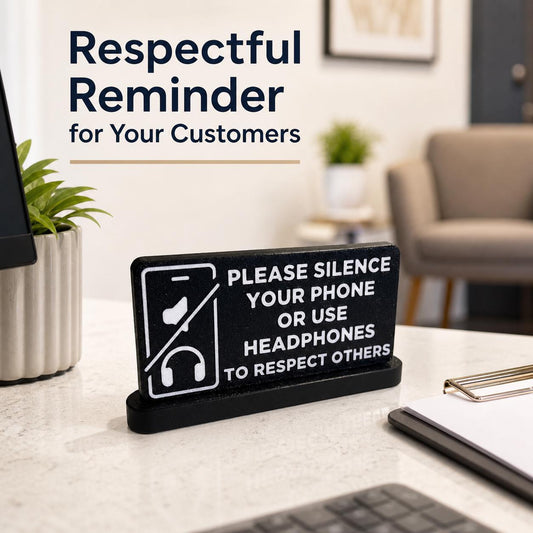 Please Silence Your Phone Sign, Waiting Room Quiet Sign, Reception Desk Sign, Office Etiquette Sign, Customer Reminder