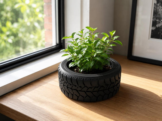 Tire Tread Planter – Modern Succulent Pot | Desk Planter | Unique Tire Pot | Small Indoor Planter | Gift for Car Lovers