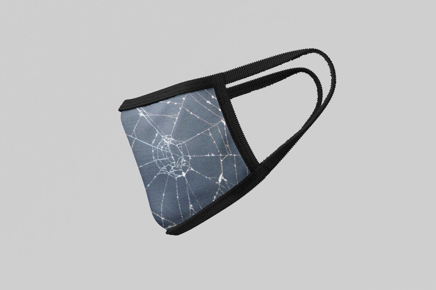 Spider Web Mask, Washable/Reusable/Flexible Adult or Child Mask for Halloween/Trick-or-treat with Optional Lanyard