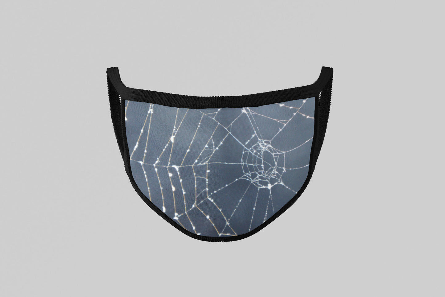 Spider Web Mask, Washable/Reusable/Flexible Adult or Child Mask for Halloween/Trick-or-treat with Optional Lanyard