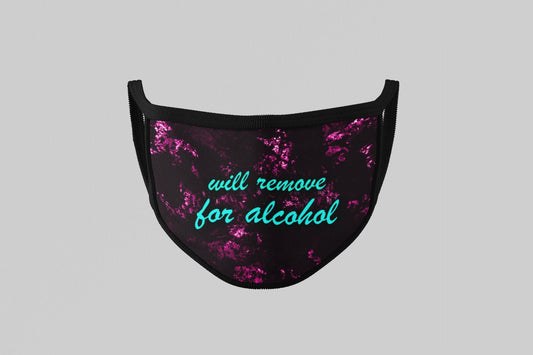 Will Remove for Alcohol Face Mask, Washable/Reusable/Flexible Adult Mask with Optional Lanyard