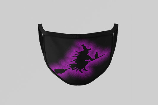 Witch Face Mask, Washable/Reusable/Flexible Adult or Child Mask with Optional Lanyard