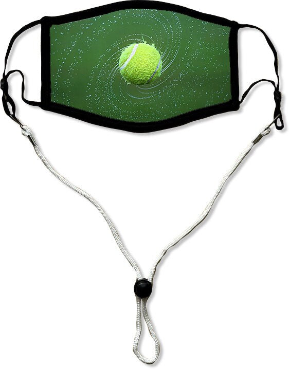 Wet Tennis Ball Face Mask, Washable/Reusable/Flexible Child or Adult Mask with Optional Lanyard