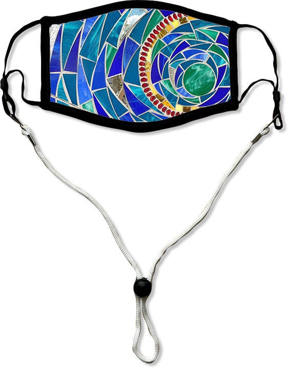 Stained Glass Face Mask, Washable/Reusable/Flexible Adult or Child Mask with Optional Lanyard