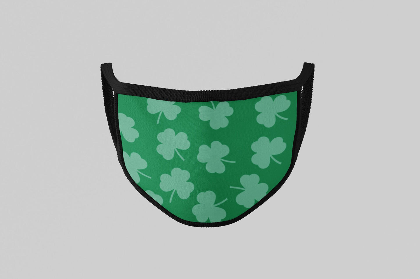 St. Patrick's Day Clover Face Mask, Washable/Reusable/Flexible Adult or Child Mask with Optional Lanyard