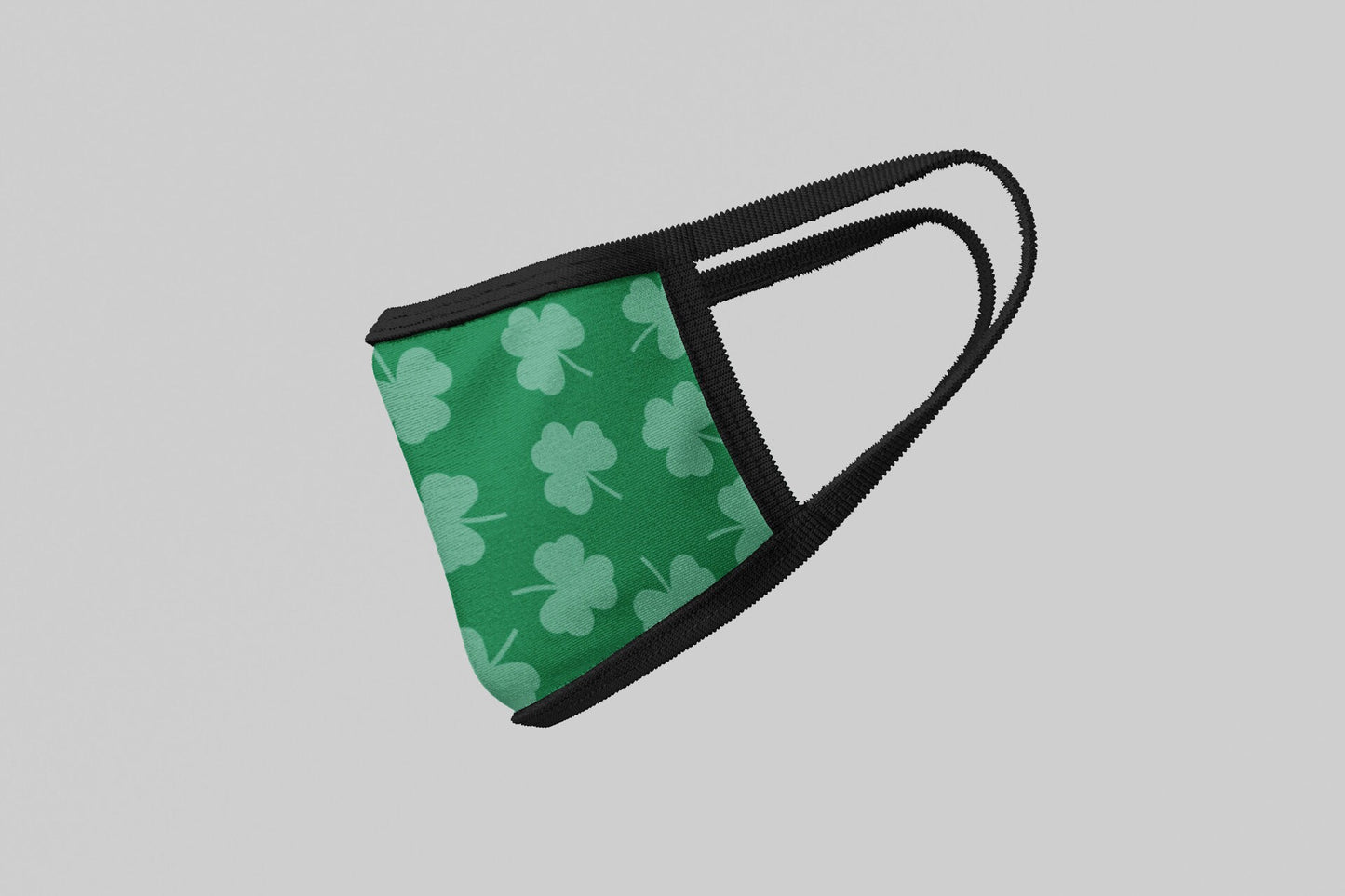 St. Patrick's Day Clover Face Mask, Washable/Reusable/Flexible Adult or Child Mask with Optional Lanyard