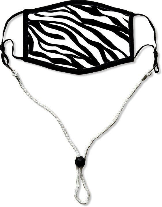 Zebra Print Face Mask, Washable/Reusable/Flexible Adult or Child Mask with Optional Lanyard