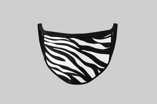 Zebra Print Face Mask, Washable/Reusable/Flexible Adult or Child Mask with Optional Lanyard