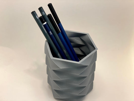 Twisted Pencil Holder, Pen Holder, Brush Holder - Silver