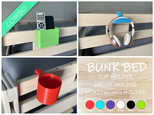 Combo Bunk Bed Cup Holder, Bunk Bed Phone Holder, Bunk Bed Headphones Holder