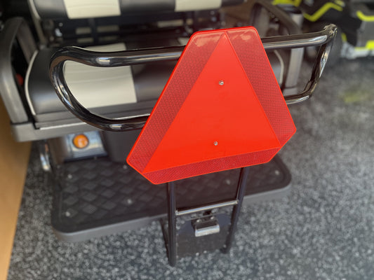 Slow Moving Triangle and Mount for Golf Cart Grab Bar